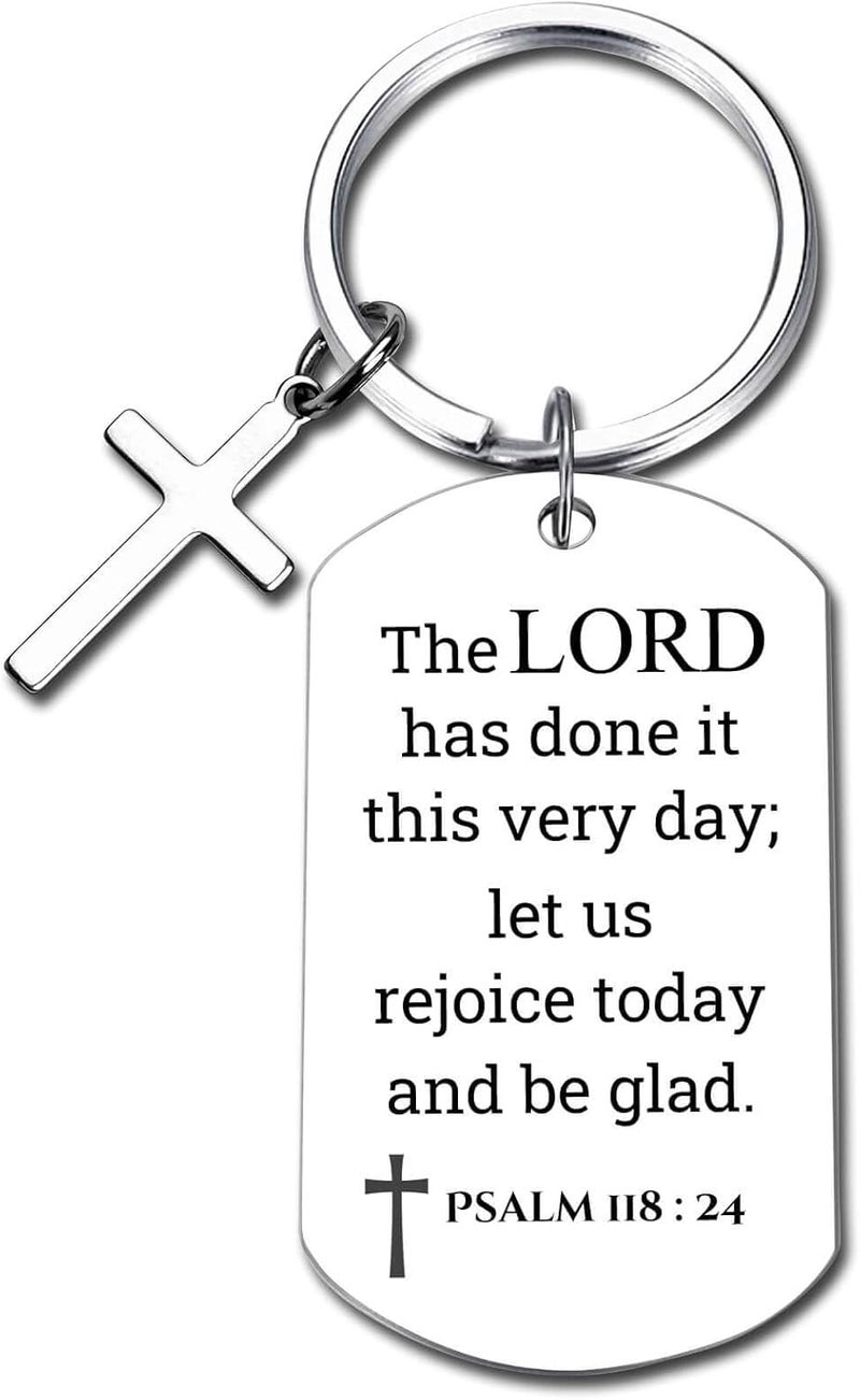 GiftYou Inspirational Scripture Metal Key Chains with Cross Pendant - Bible Verse Keychain Religious Gift for Christian - Image 1